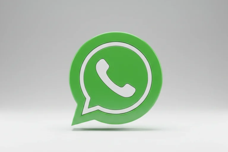 Icono 3D minimalista del logo de WhatsApp representando el uso de WhatsApp para vender en negocios