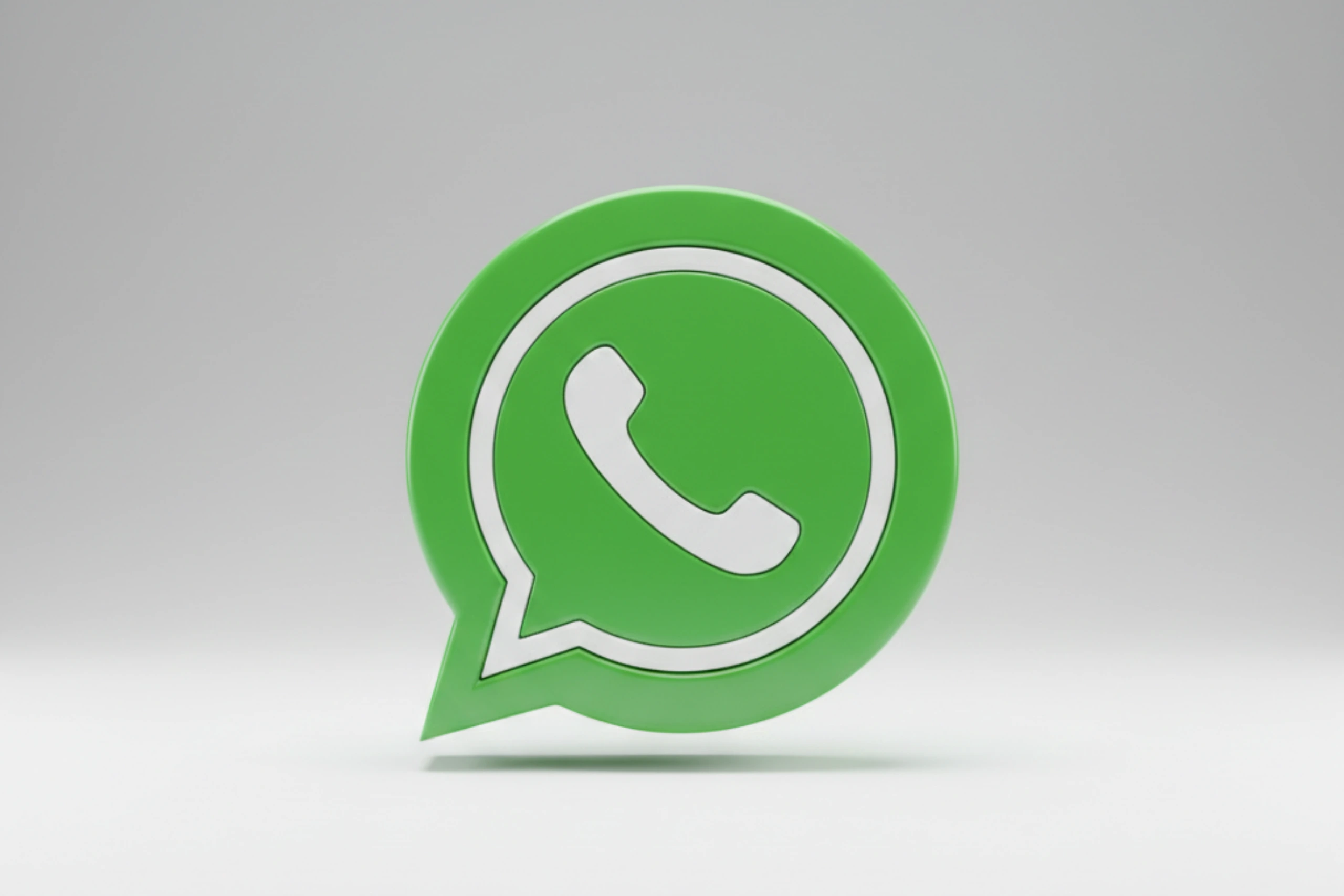 Icono 3D minimalista del logo de WhatsApp representando el uso de WhatsApp para vender en negocios