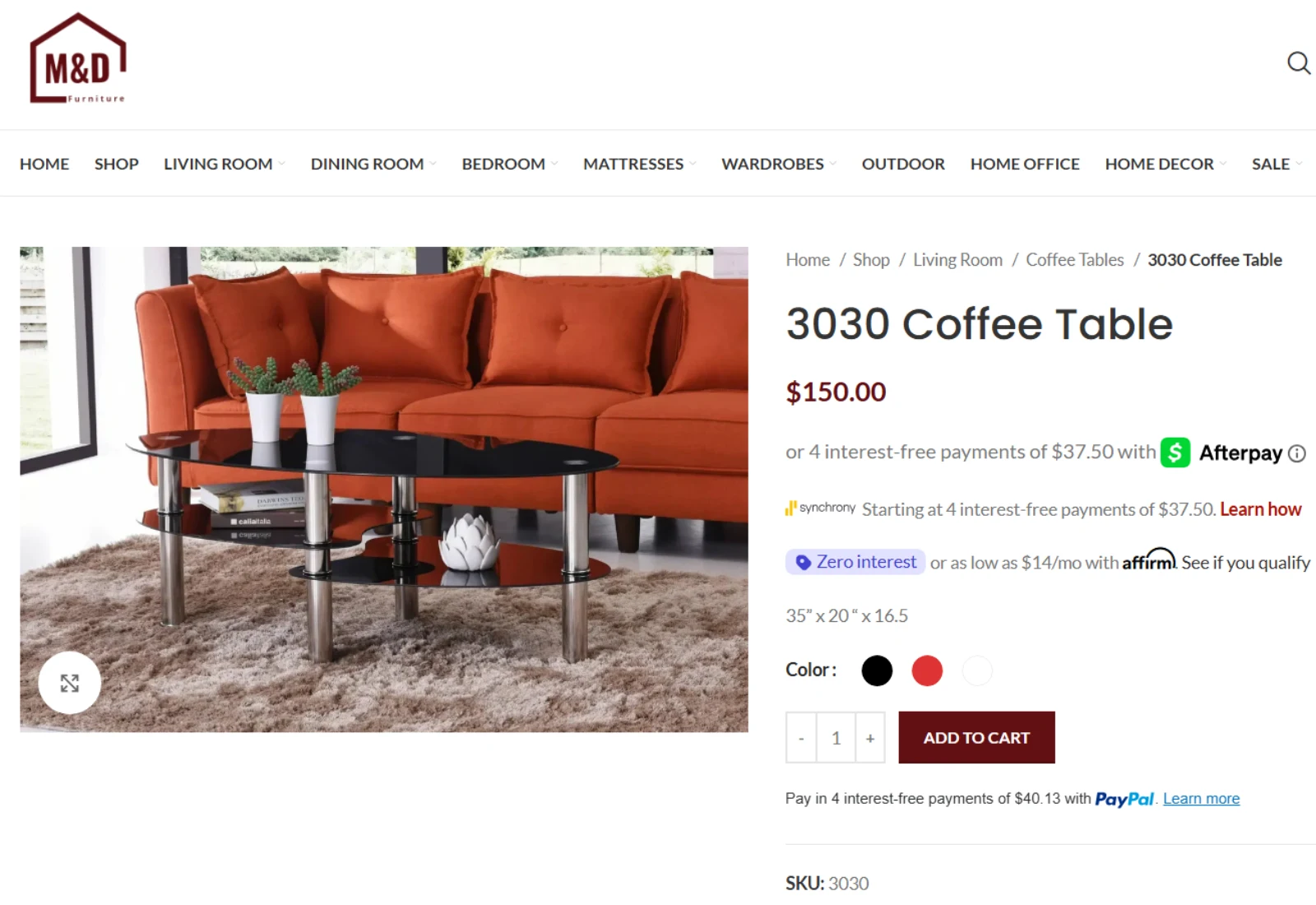 Tienda online de M&D Furniture creada por Creador Webs