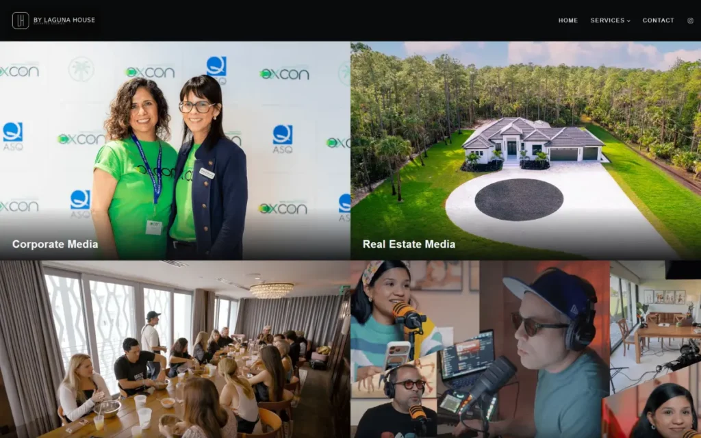 Sitio web de By Laguna House, productora audiovisual en Florida
