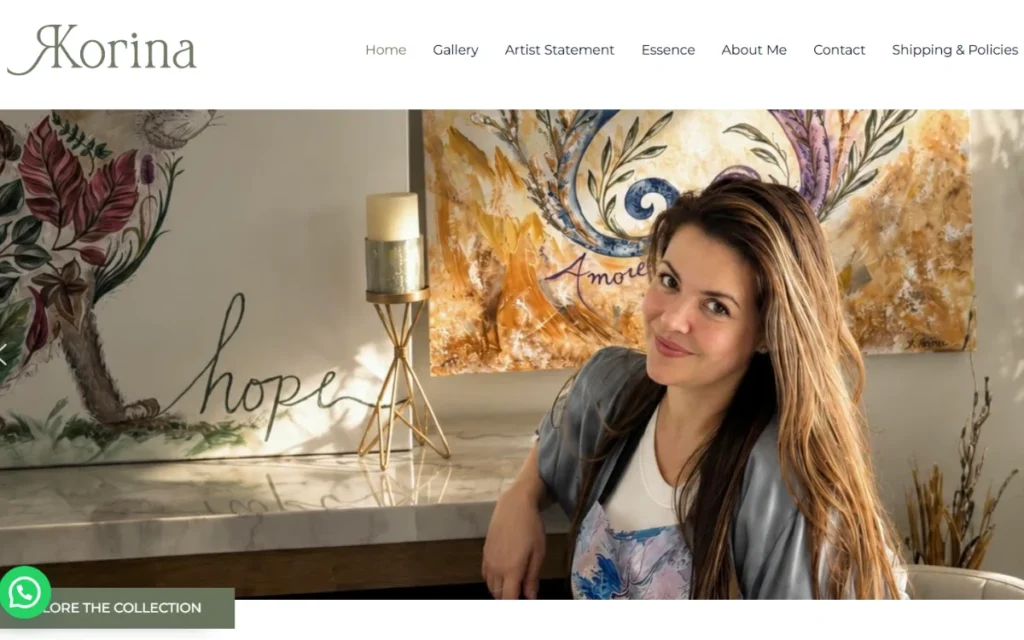 Sitio web y tienda de Korina Ravelo Art, arte contemporáneo