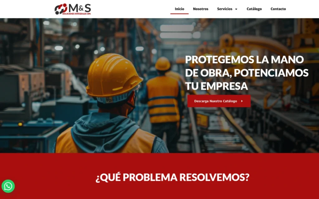 Sitio web de M&S Soluciones Integrales, suministro industrial en Chile