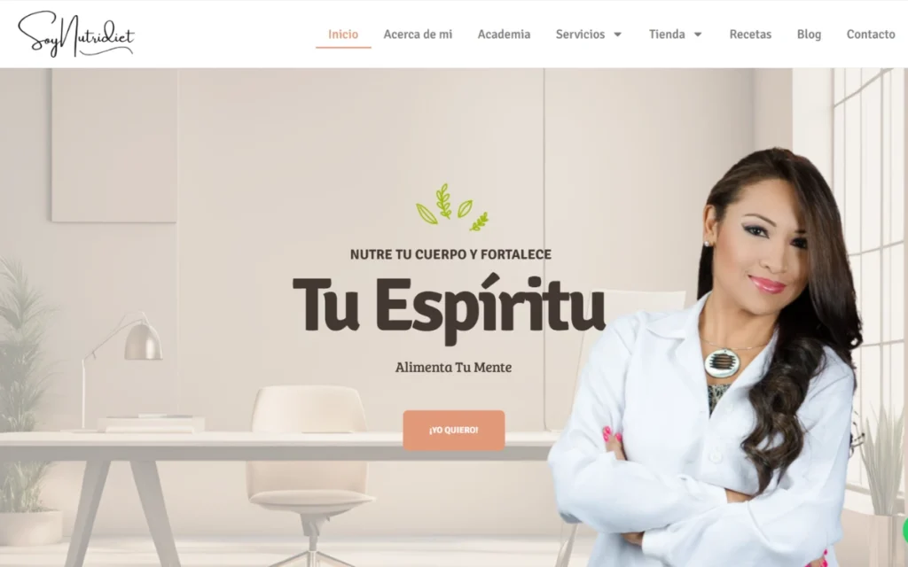 Sitio web de Soynutridiet con reserva de consultas de nutrición